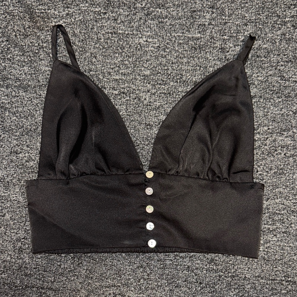Forever 21 Black Crop Top with Button Detail